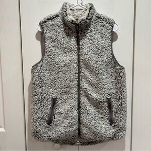 THREAD & SUPPLY Women’s Gray Sherpa Fleece Winter Zip Up Vest w/ Pockets -size M